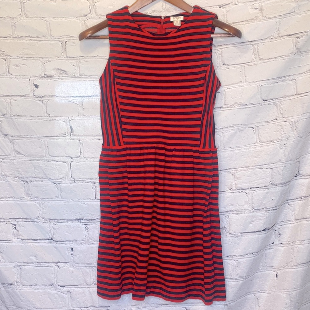 J. Crew Red & Blue Striped Sleeveless Dress Size X-Small Excellent Condition